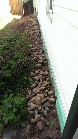 rocks on swale